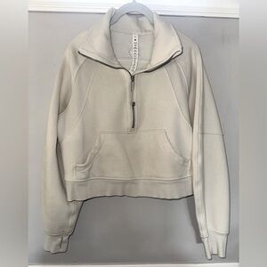 LULULEMON - SCUBA OVERSIZED HALF-ZIP HOODIE BONE/SILVER SIZE XS/S